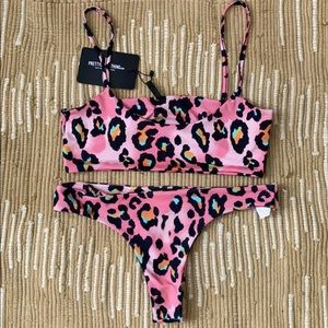 Pink/Green Cheetah Print Thong Bikini (Set)